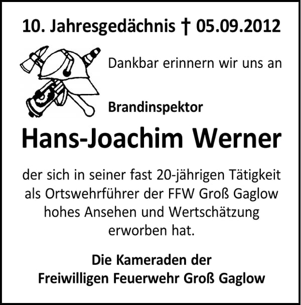 Traueranzeige Hans-Joachim Werner