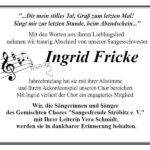Traueranzeige Ingrid Fricke
