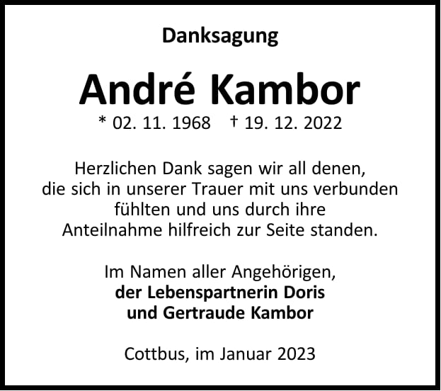 Danksagung André Kambor