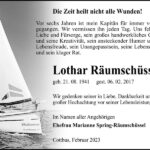 Jahresgedenken Lothar Räumschüssel