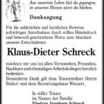 Danksagung Klaus-Dieter Schreck