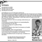 Danksagung Ingeborg Sündermann