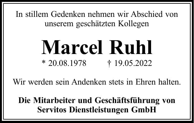 Nachruf Marcel Ruhl