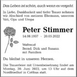 Traueranzeige Peter Stimmer