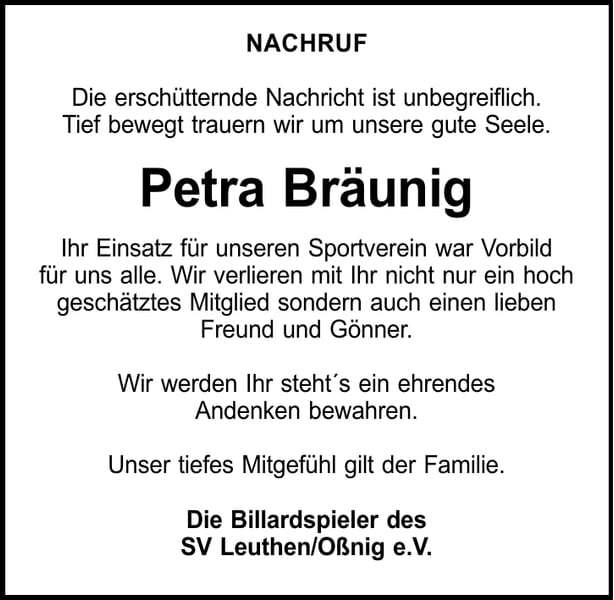 Nachruf Petra Bräunig