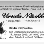 Traueranzeige Ursula Nitschke