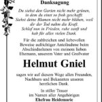 Traueranzeige Helmut Gniel