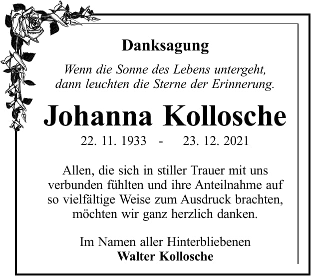 Danksagung Johanna Kollosche