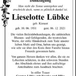 Danksagung Lieselotte Lübke, geb. Kienast