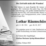 Jahresgedenken Lothar Räumschüssel