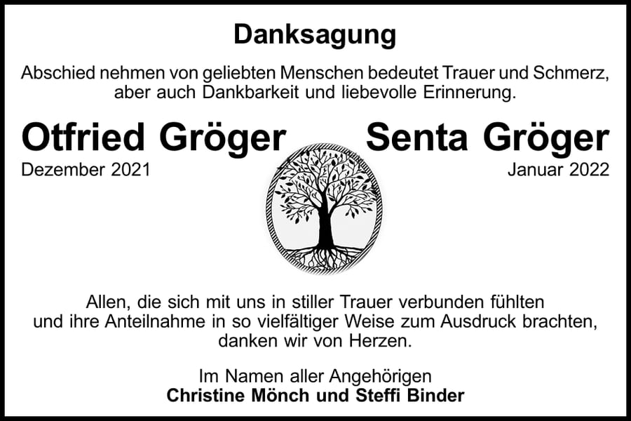 Danksagung Otfried Gröger