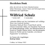 Danksagung Wilfried Schulz