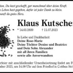 Traueranzeige Klaus Kutscher