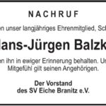 Nachruf Hans-Jürgen Balzke