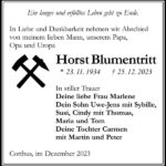 Traueranzeige Horst Blumentritt