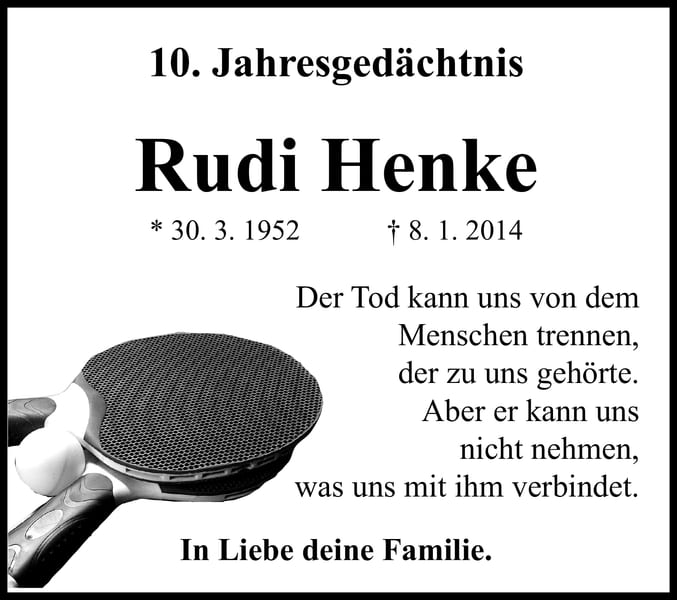 Jahresgedenken Rudi Henke