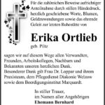 Danksagung Erika Ortlieb, geb. Piltz