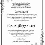 Danksagung Klaus-Jürgen Lux