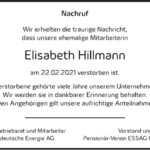 Nachruf Elisabeth Hillmann