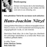 Danksagung Hans-Joachim Nötzel