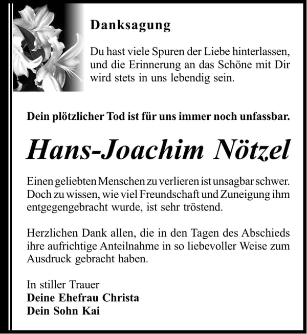 Danksagung Hans-Joachim Nötzel