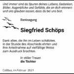 Danksagung Siegfried Schöps