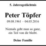 Jahresgedenken Peter Töpfer