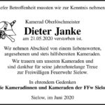 Traueranzeige Oberlöschmeister Dieter Janke