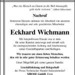 Traueranzeige Eckhard Wichmann