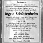 Danksagung Ingrid Schüttenhelm