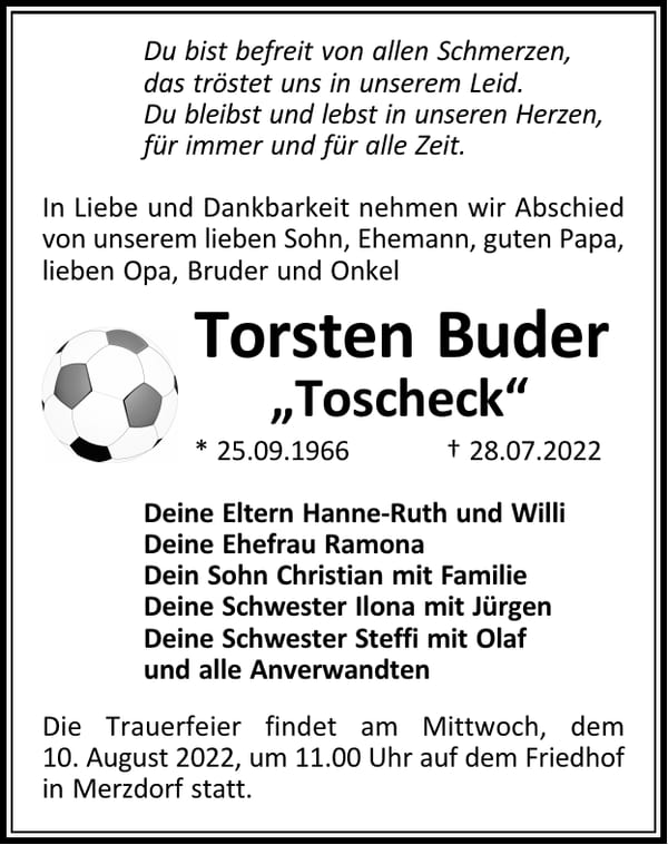 Traueranzeige Torsten Buder