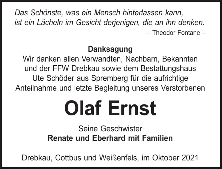 Danksagung Olaf Ernst