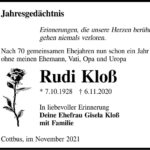 Jahresgedenken Rudi Kloß
