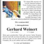 Traueranzeige Gerhard Weinert