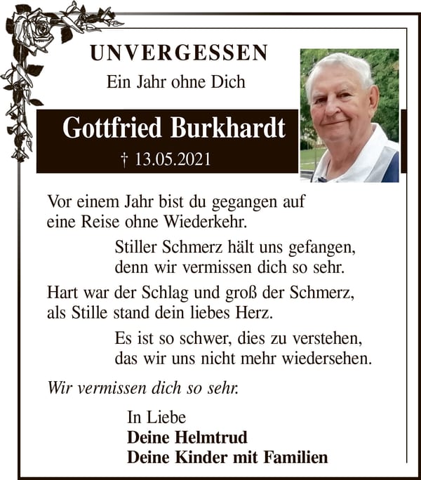 Jahresgedenken Gottfried Burkhardt