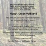 Danksagung Hans-Jürgen Volkland