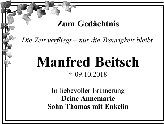 Jahresgedenken Manfred Beitsch