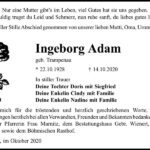 Traueranzeige Ingeborg Adam, geb. Trampenau