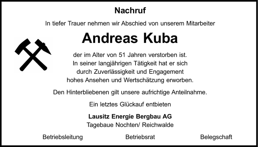 Nachruf Andreas Kuba