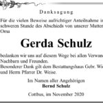Danksagung Gerda Schulz