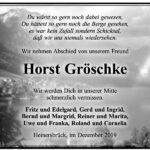 Traueranzeige Horst Gröschke