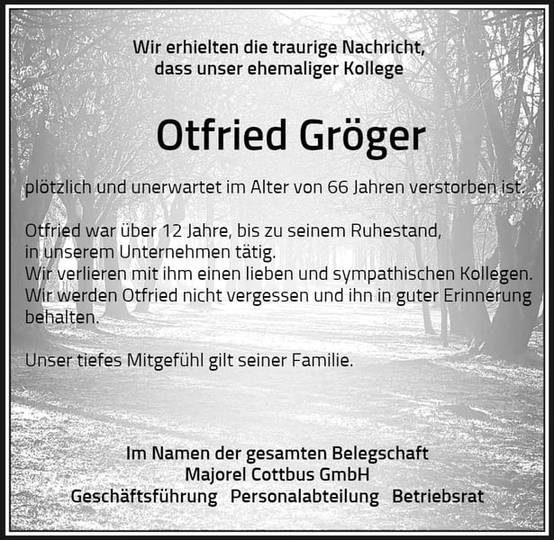 Nachruf Otfried Gröger