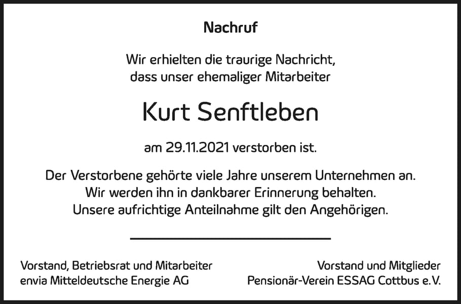 Nachruf Kurt Senftleben