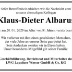 Traueranzeige Klaus-Dieter Albarus