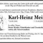 Traueranzeige Karl-Heinz Meinel