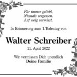 Jahresgedenken Walter Schreiber