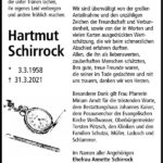 Danksagung Hartmut Schirrock