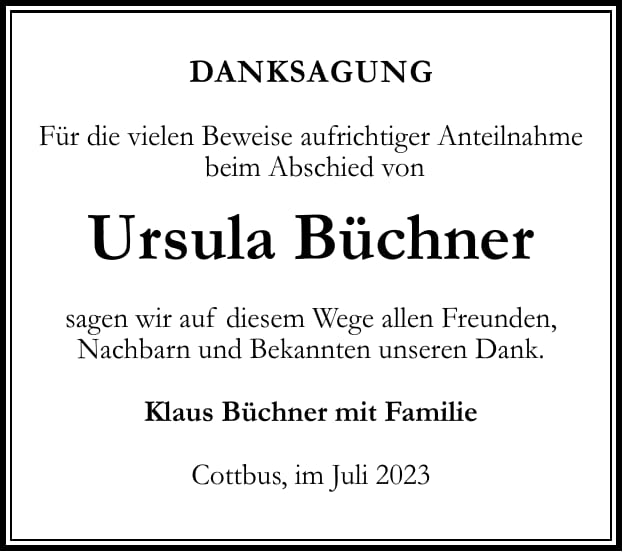 Danksagung Ursula Büchner