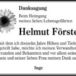 Danksagung Helmut Förster
