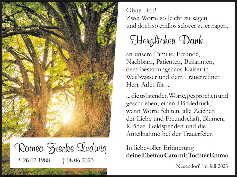 Danksagung Romeo Zierke-Ludwig